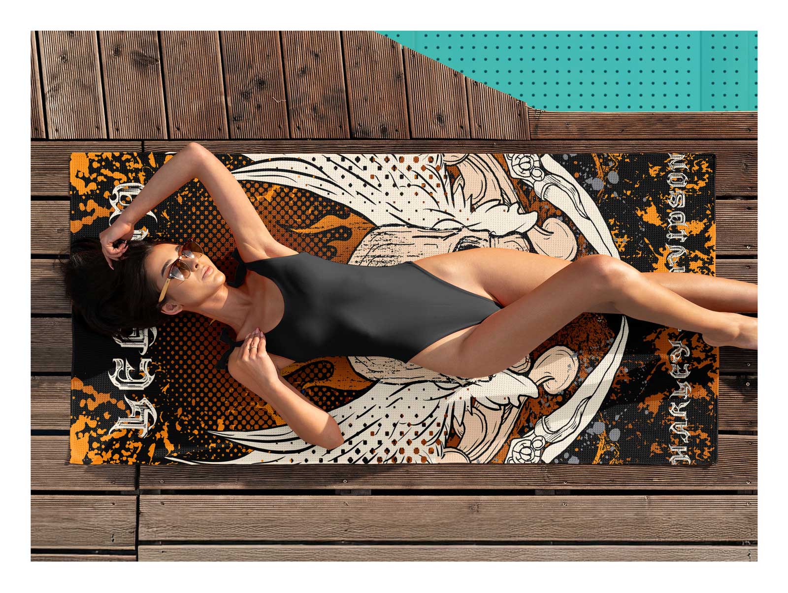 Harley-Davidson Snake & Winged Skull Sand Free Beach Towel, 35 x 60 inch - Largest Selection of Harley-Davidson Products