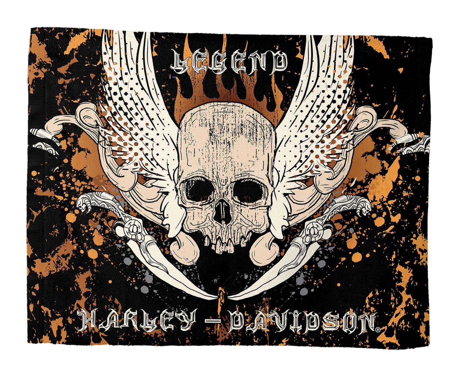 Harley-Davidson Snake & Winged Skull Polyester Rally Towel, 15 x 18 inch - Wisconsin Harley-Davidson