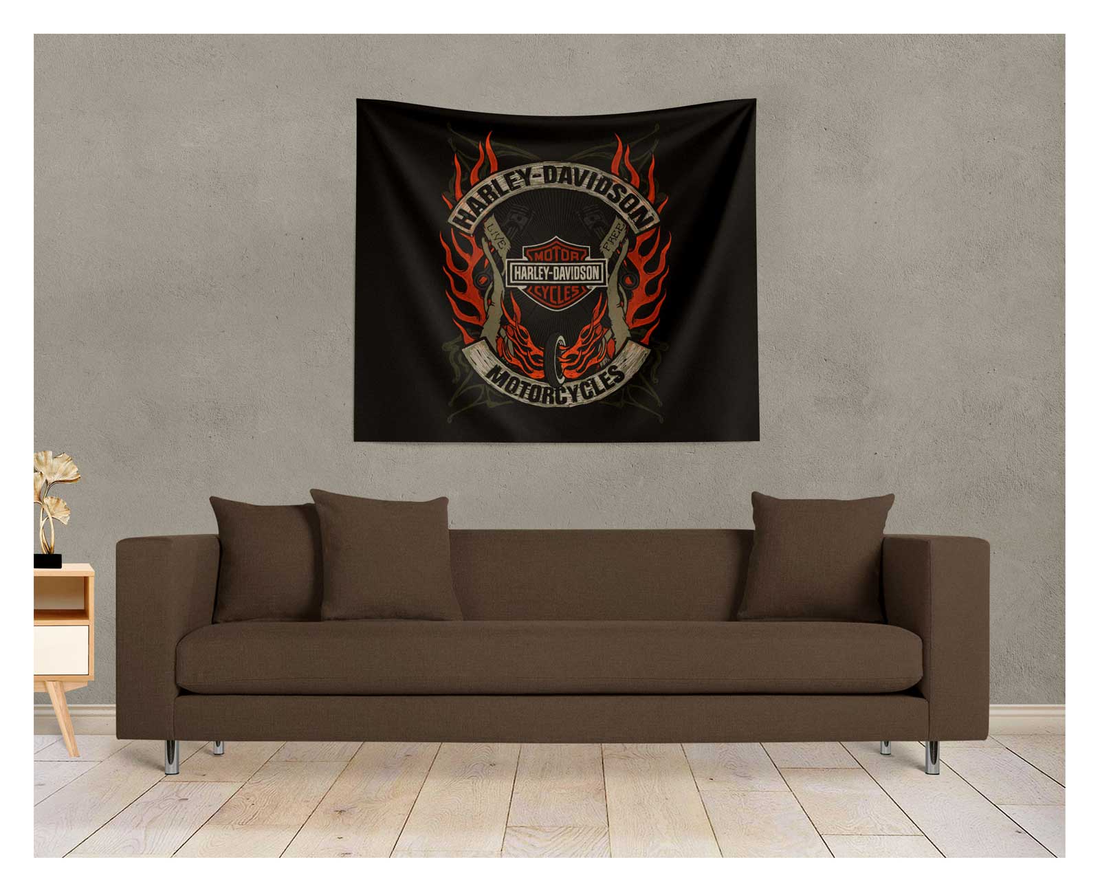 Harley-Davidson Outlaw Bar & Shield Printed Wall Hanging, 34 x 40 inch - No Hassle Returns at Wisconsin Harley