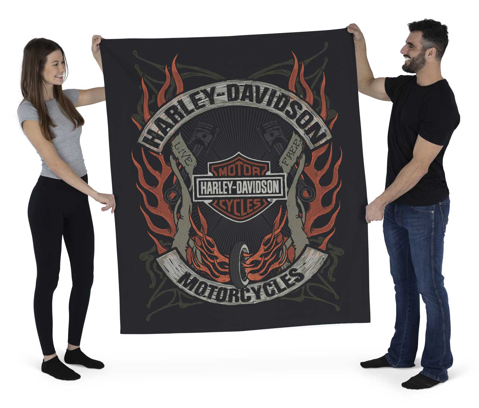Harley-Davidson Free Shipping - Harley-Davidson Outlaw Bar & Shield Printed Wall Hanging, 50 x 60 inch - Free Shipping on many products plus Orders Over $99