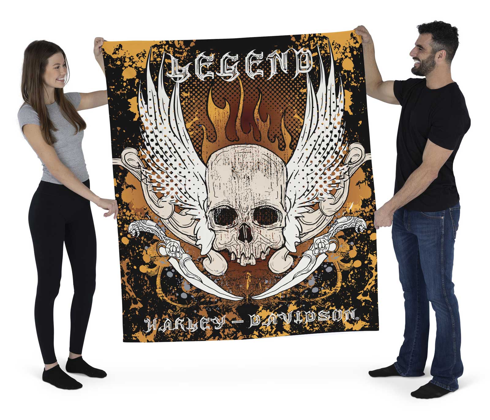 Harley-Davidson Free Shipping - Harley-Davidson Snake & Winged Skull Printed Wall Hanging, 50 x 60 inch - Free Shipping on many products plus Orders Over $99