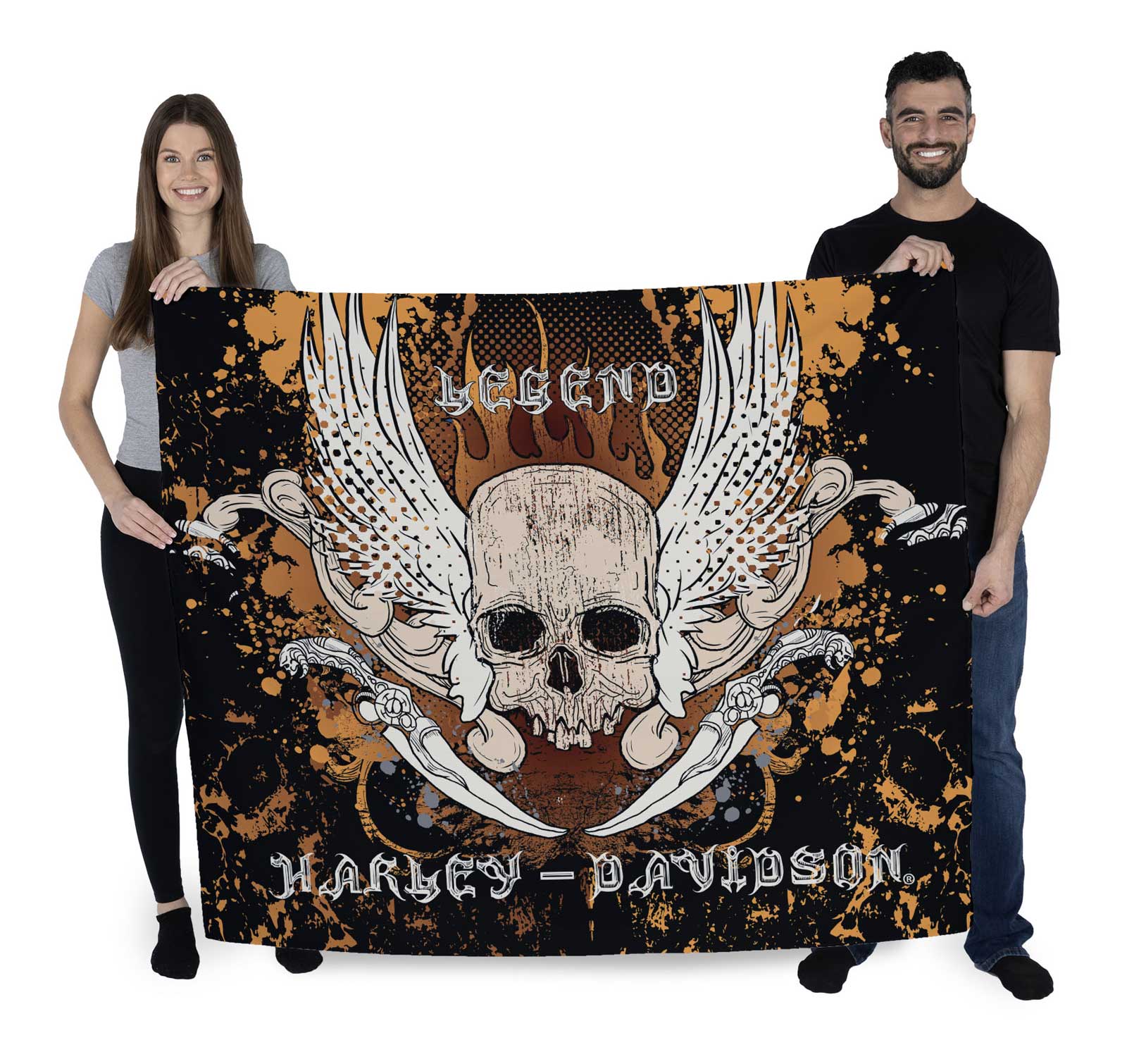 Harley-Davidson Free Shipping - Harley-Davidson Snake & Winged Skull Printed Wall Hanging, 34 x 40 inch - Free Shipping on many products plus Orders Over $99