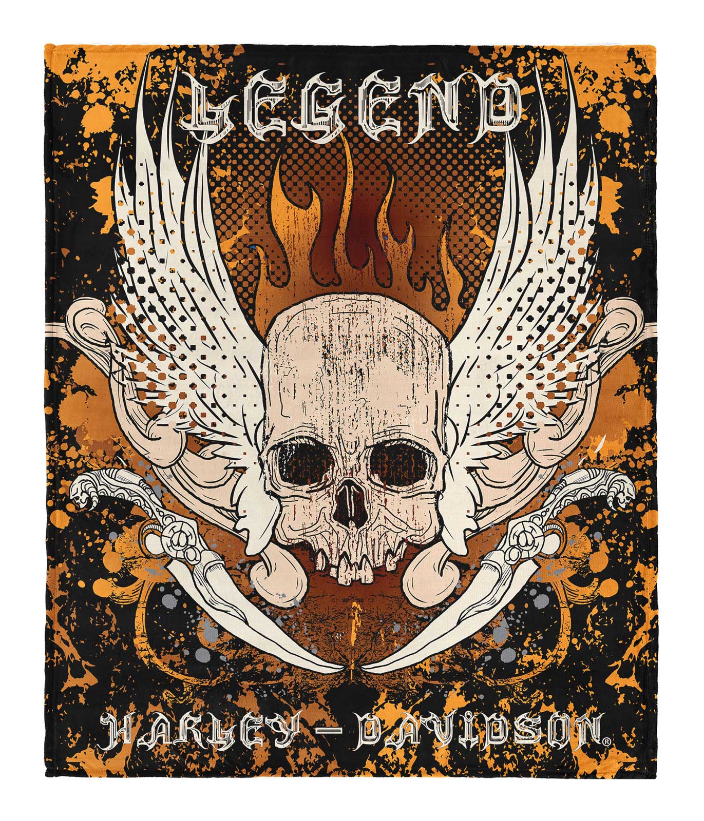 Harley-Davidson Snake & Winged Skull Silk Touch Throw Blanket, 50 x 60 inch - Wisconsin Harley-Davidson