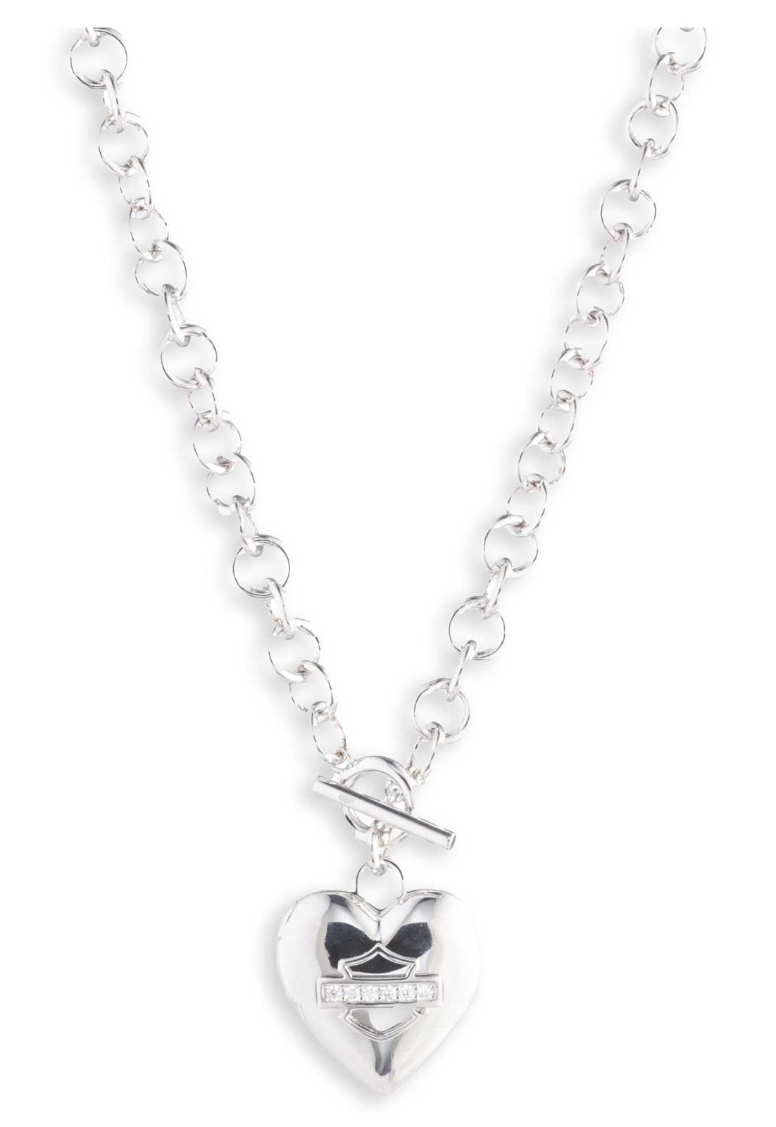 Harley-Davidson® Women's 16 in. Paved Crystal Bar & Shield Heart