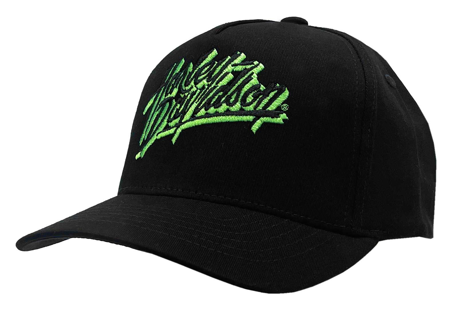 Harley-Davidson Men's Ghosted Script Stretch Fit Baseball Hat, Black/Green - Wisconsin Harley-Davidson