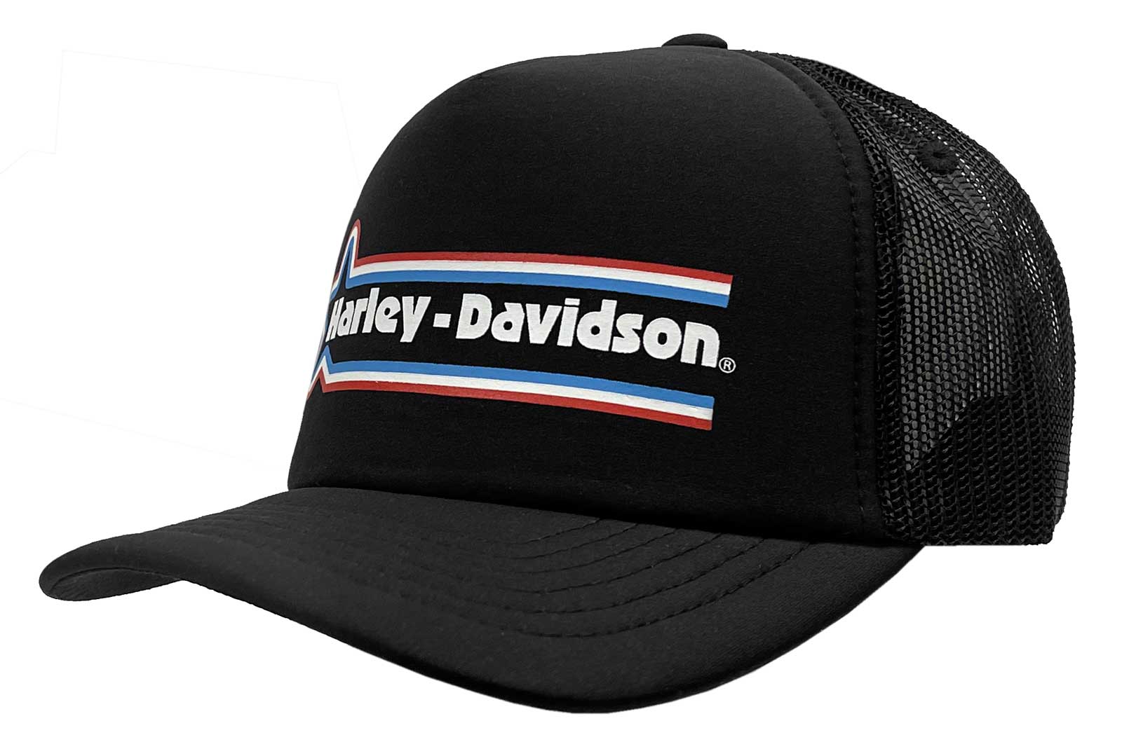 Harley-Davidson Men's Declaration Star Adjustable Snapback Trucker Hat, Black - Wisconsin Harley-Davidson