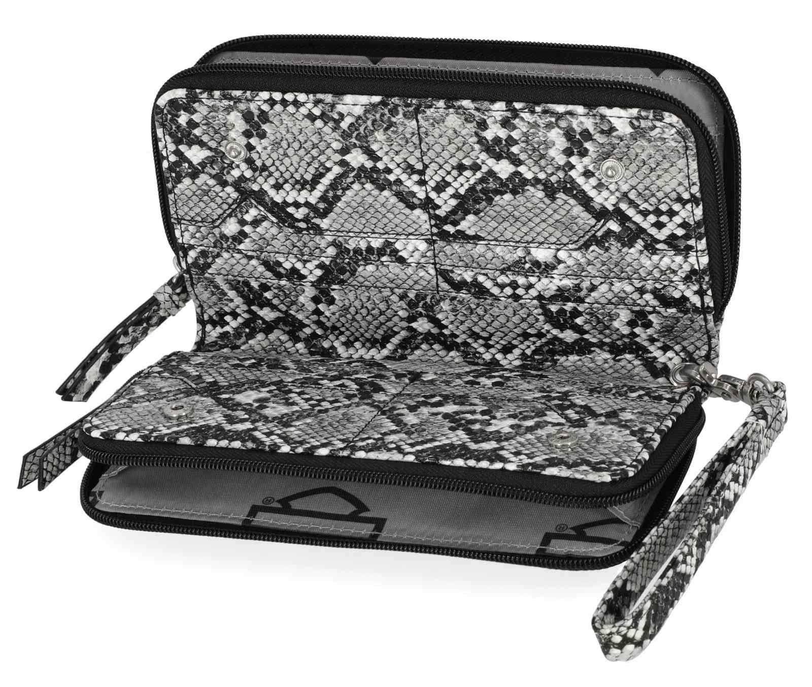 Harley-Davidson Women's Python Print B&S Logo RFID Zip Around Wristlet, Black - Largest Selection of Harley-Davidson Products