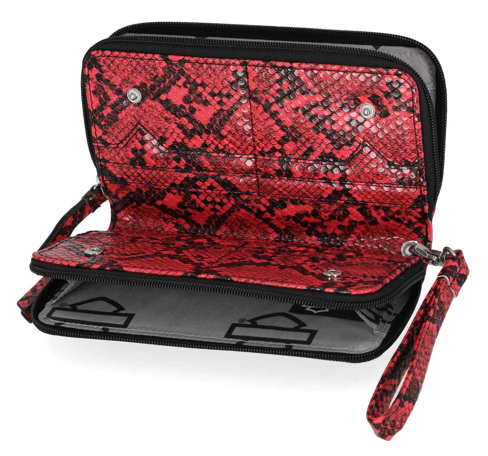 Harley-Davidson Women's Python Print B&S Logo RFID Zip Around Wristlet, Pink - Largest Selection of Harley-Davidson Products