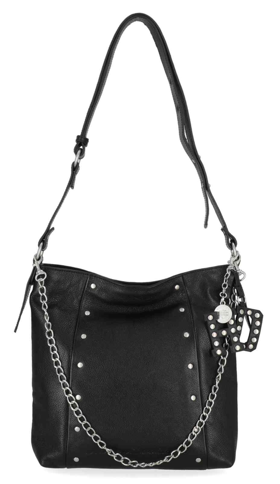 Harley-Davidson Women's Deco Chain Genuine Leather Shoulder Purse, Black - Wisconsin Harley-Davidson