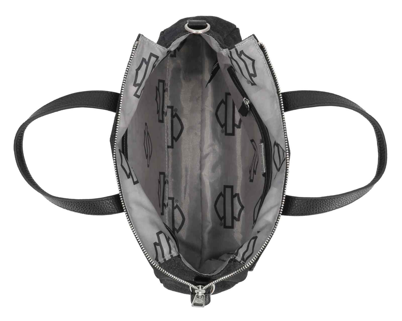 Harley-Davidson Women's Live To Ride Washed Canvas Satchel Purse, Black - Largest Selection of Harley-Davidson Products