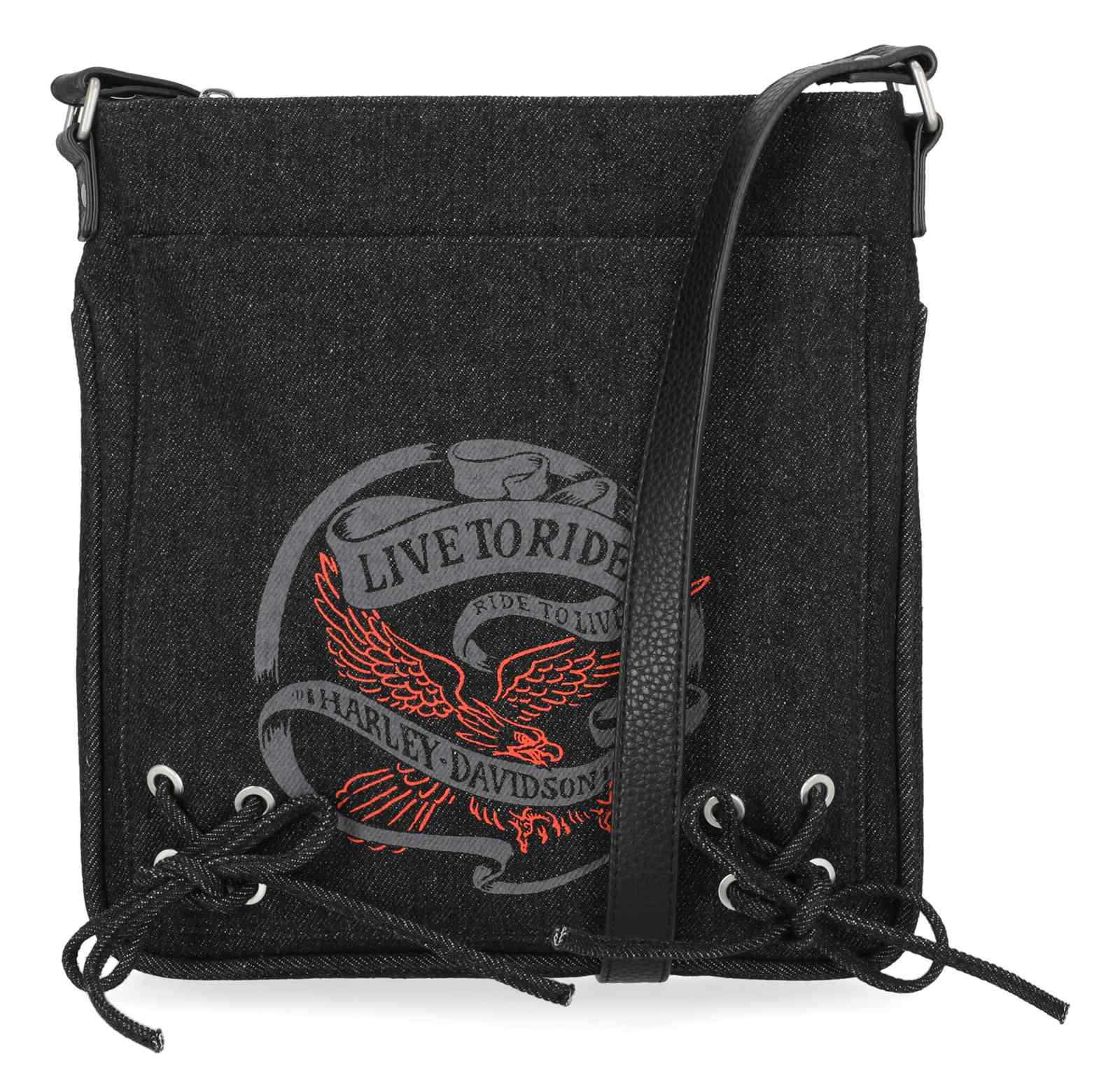 Harley-Davidson☆雑誌・バッグ・バンダナ Harley-Davidson® Women's Live To Ride Washed Canvas Crossbody