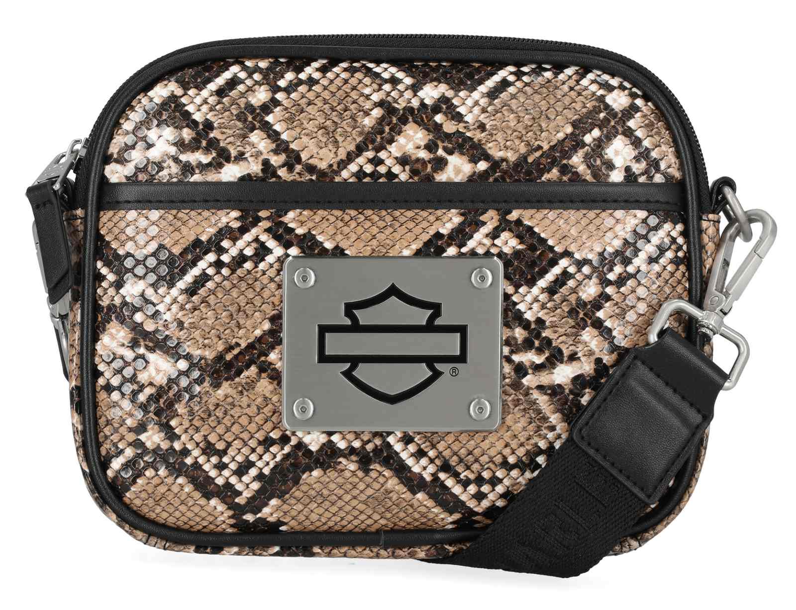 Harley-Davidson Women's Python Print B&S Logo Crossbody Belt Bag, Brown - Wisconsin Harley-Davidson