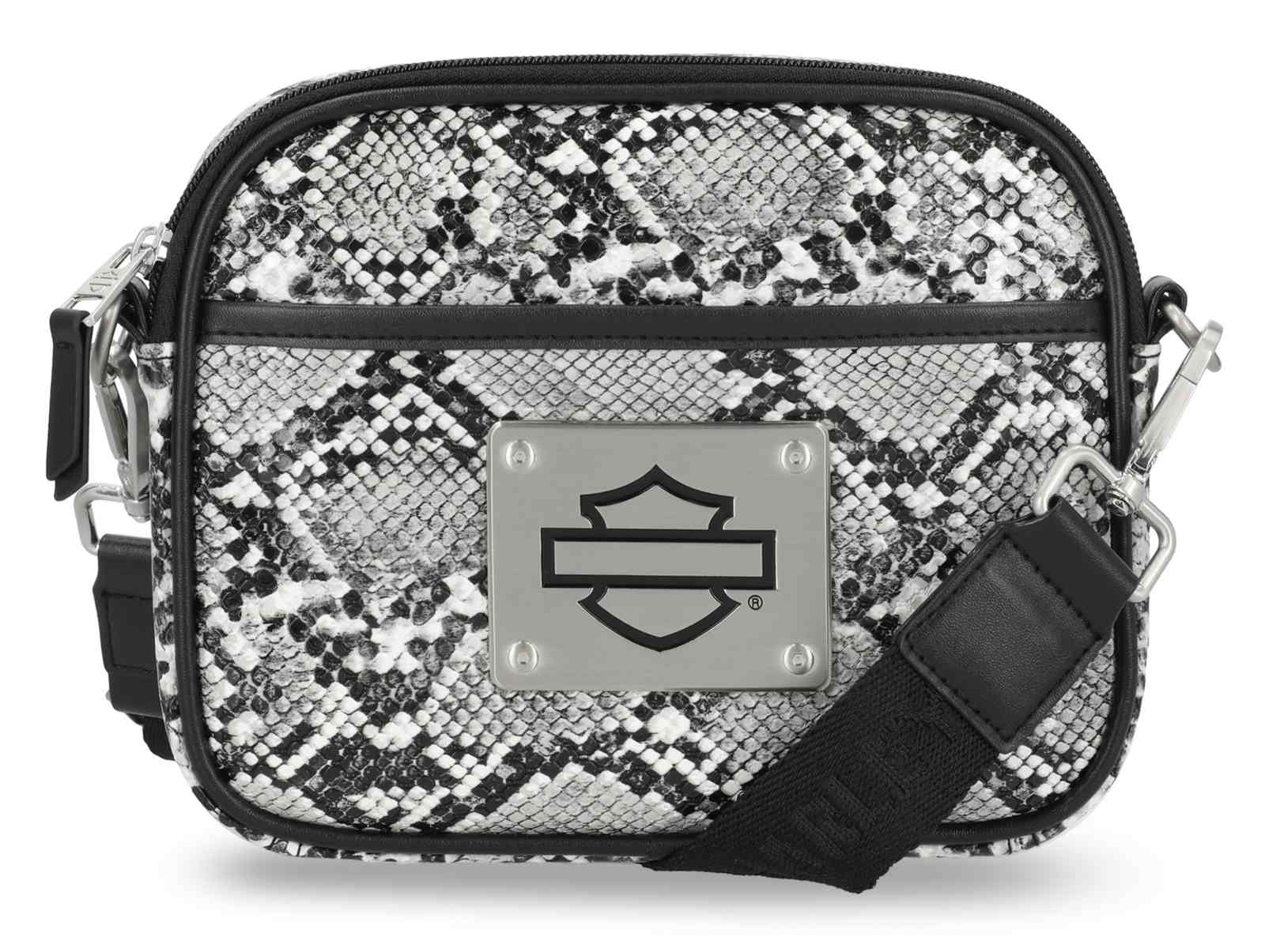 Harley-Davidson Women's Python Print B&S Logo Crossbody Belt Bag, Black - Wisconsin Harley-Davidson