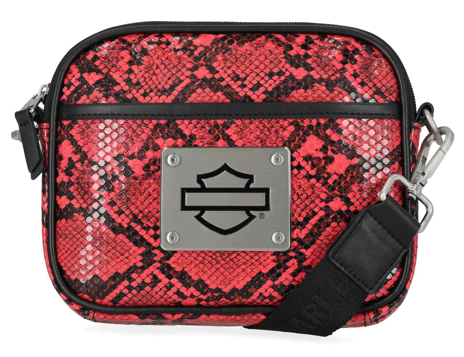 Harley-Davidson Women's Python Print B&S Logo Crossbody Belt Bag, Pink - Wisconsin Harley-Davidson