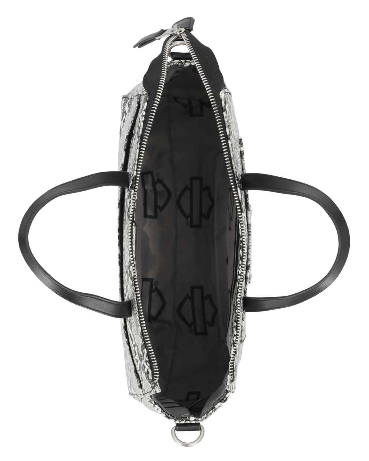 Harley-Davidson Women's Python Print B&S Logo Satchel Purse, Black - Largest Selection of Harley-Davidson Products