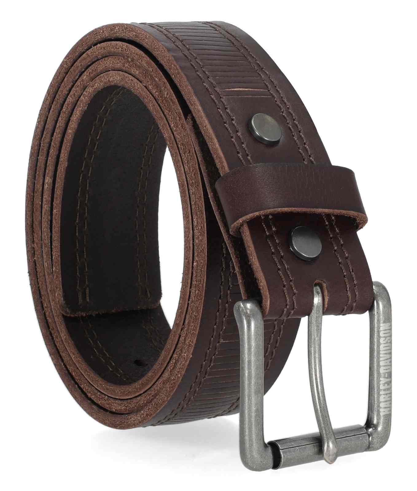 Harley-Davidson Free Shipping - Harley-Davidson Men's Knife Slice Stitch Edge Genuine Leather Belt, Brown - Free Shipping on many products plus Orders Over $99