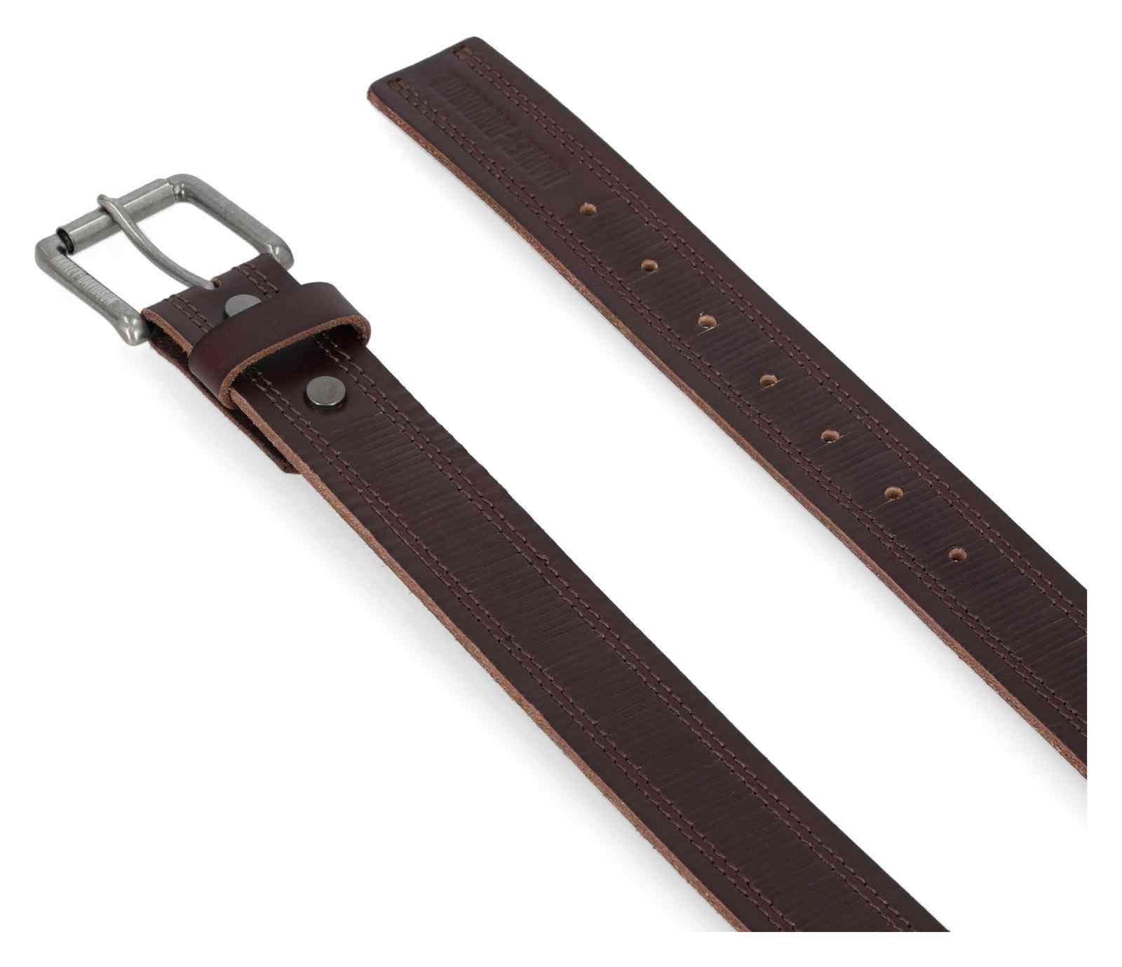 Harley-Davidson Men's Knife Slice Stitch Edge Genuine Leather Belt, Brown - No Hassle Returns at Wisconsin Harley