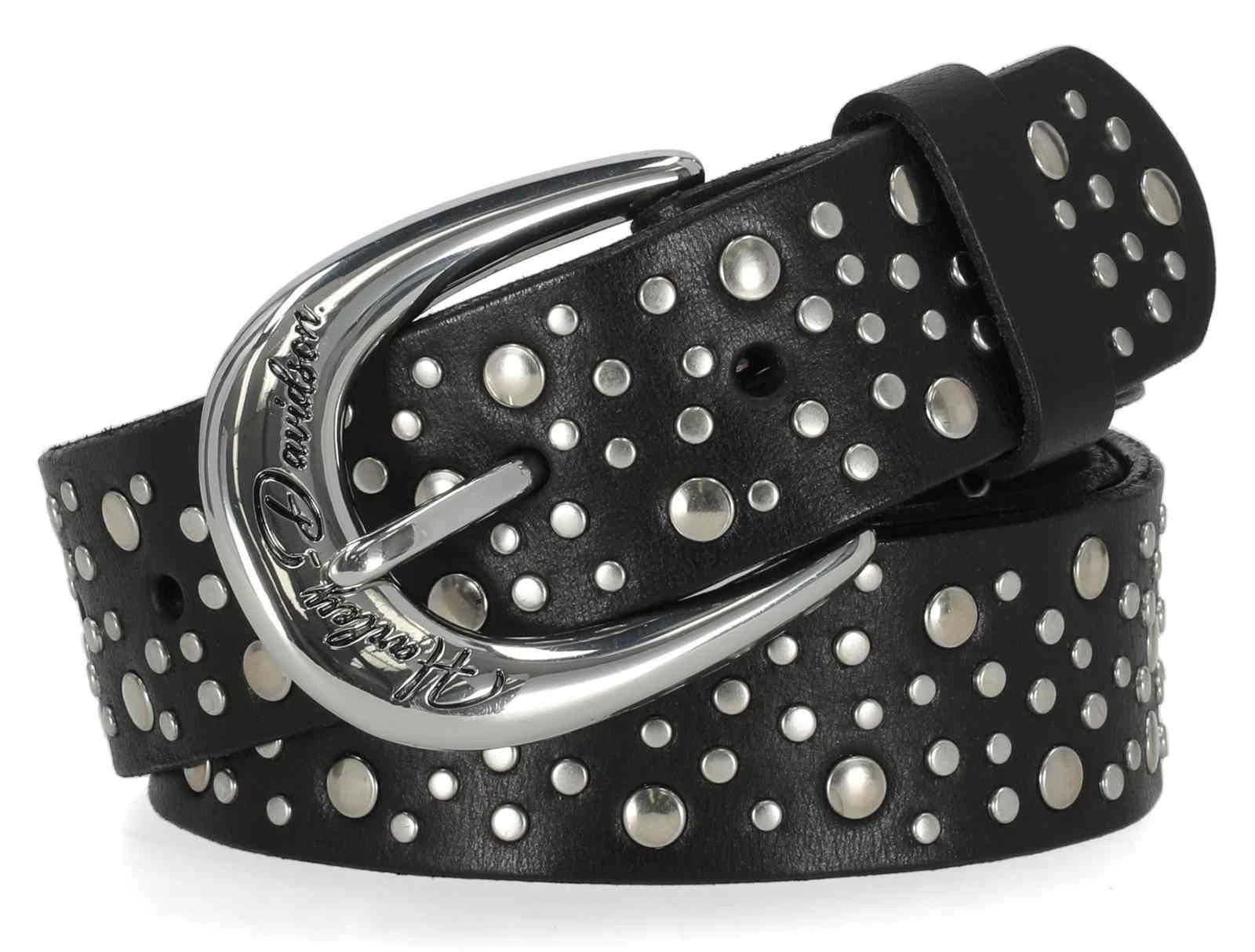 Harley-Davidson Women's Horseshoe Shiny Studded Genuine Leather Belt, Black - Wisconsin Harley-Davidson