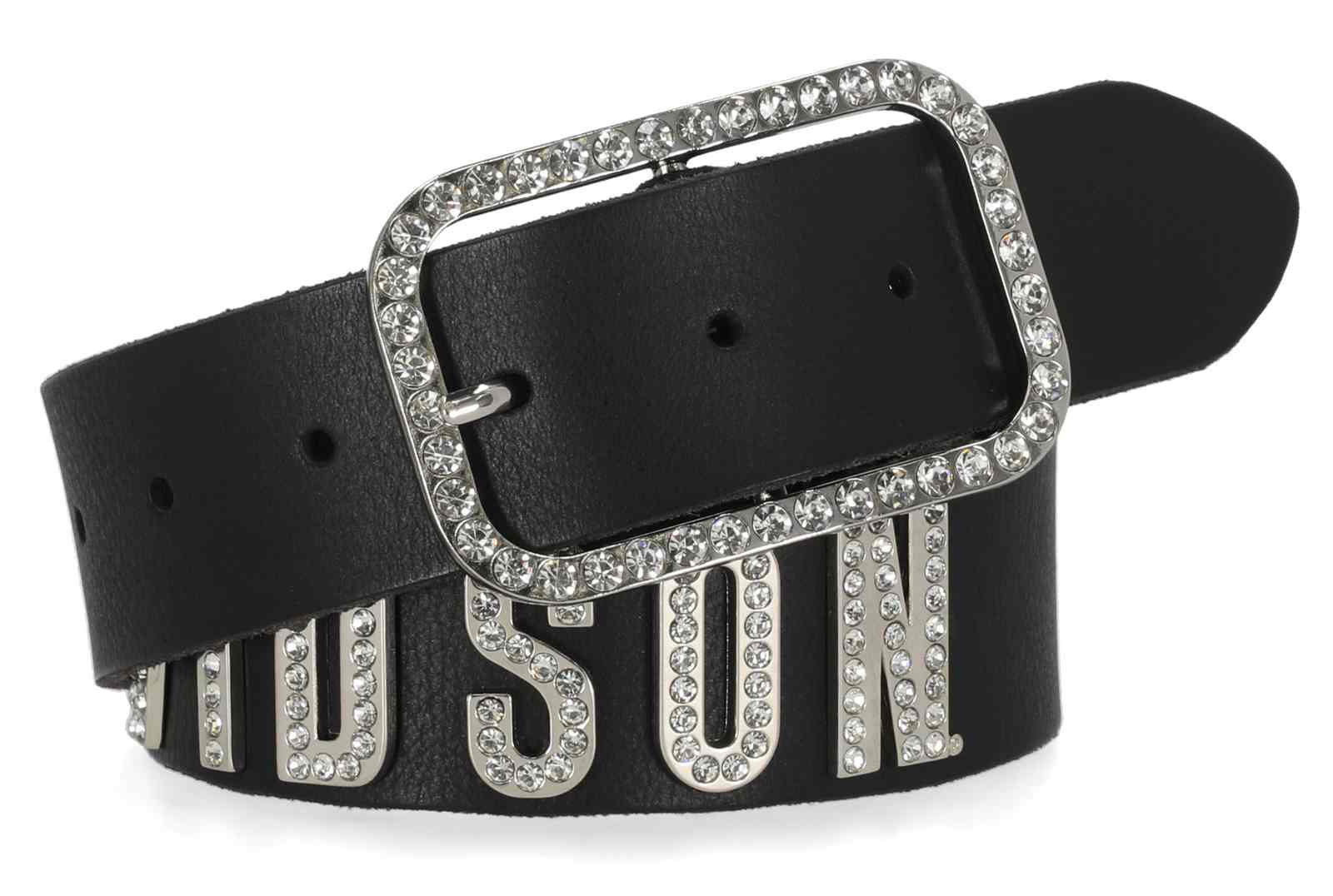 Harley-Davidson Women's Rhinestone Metal Letter Genuine Leather Belt, Black - Wisconsin Harley-Davidson