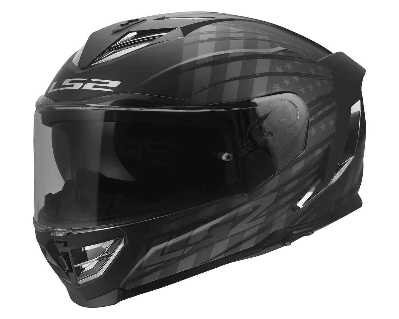LS2 Helmets Assault III Flag Full Face Motorcycle Helmet Matte Black - Wisconsin Harley-Davidson