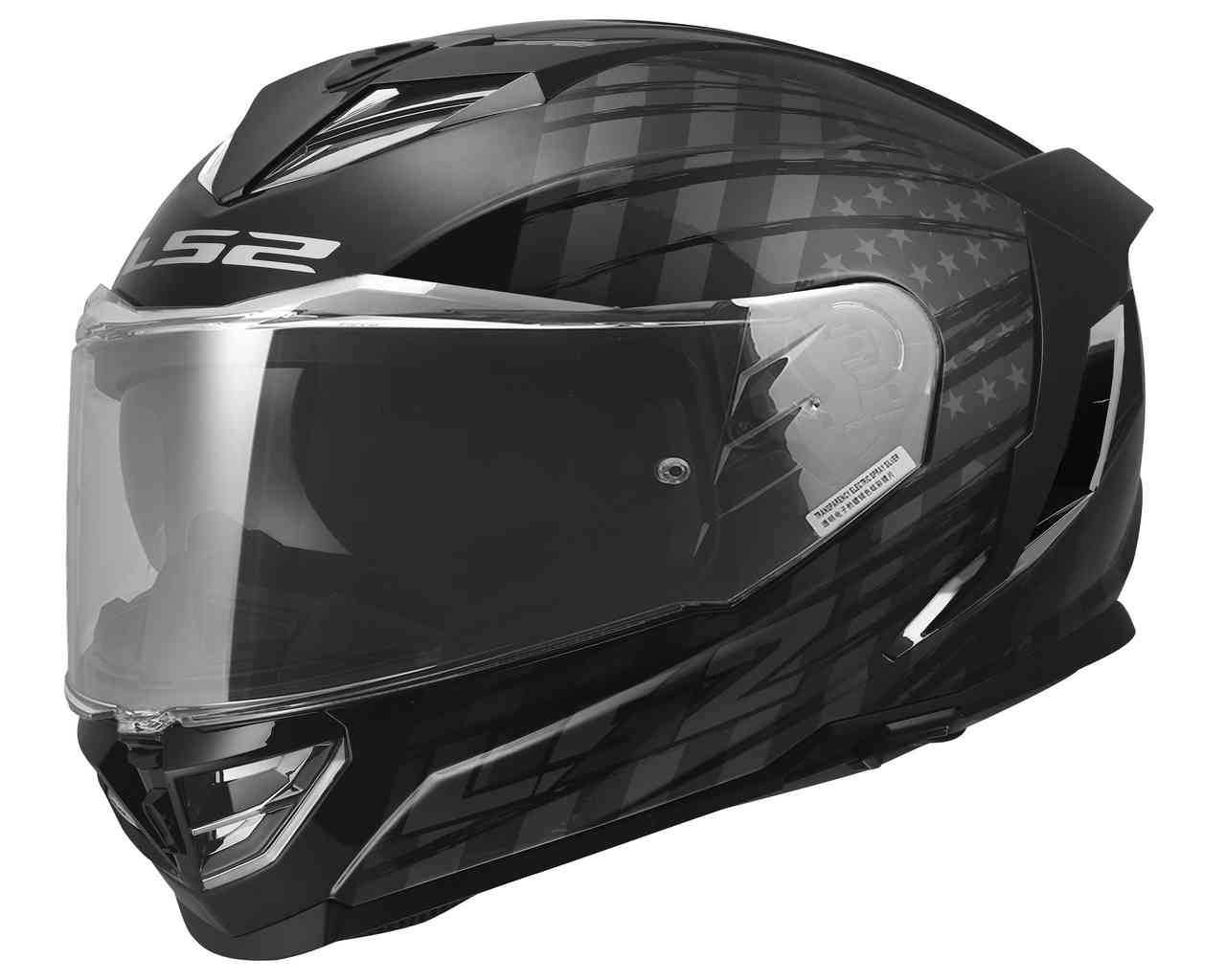 LS2 Helmets Assault III Flag Full Face Motorcycle Helmet Gloss Black - Wisconsin Harley-Davidson
