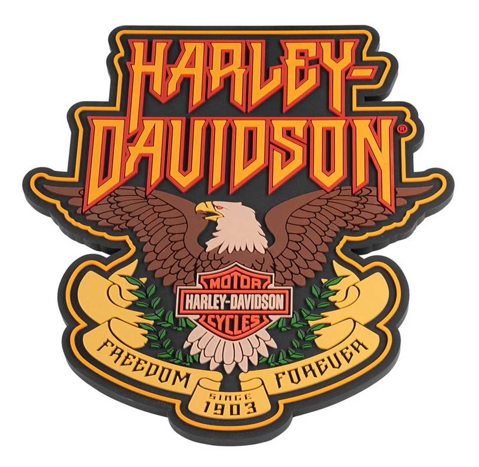 Harley-Davidson LED Rubber Bar Mat, Pre-Luxe Oil Can Graphic w/ LED Lighting - Wisconsin Harley-Davidson