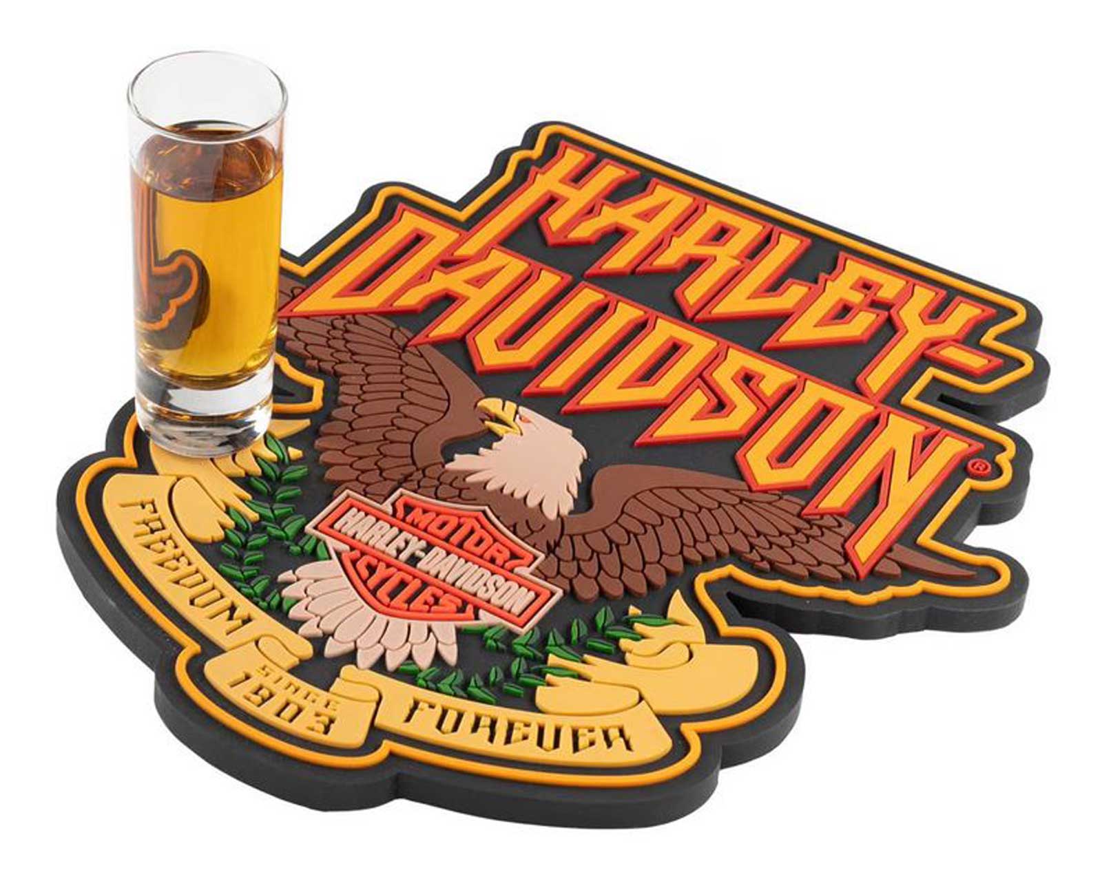 Harley-Davidson Free Shipping - Harley-Davidson LED Rubber Bar Mat, Pre-Luxe Oil Can Graphic w/ LED Lighting - Free Shipping on many products plus Orders Over $99