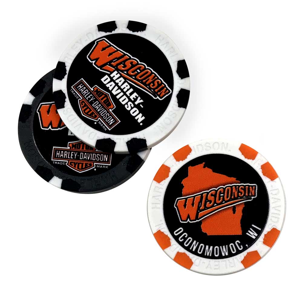 Harley-Davidson Custom Wisconsin Harley Poker Chip - Multiple Colors Available - Wisconsin Harley-Davidson