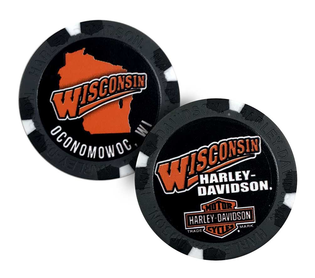 Harley-Davidson Custom Wisconsin Harley Poker Chip Collectible - Gray/Black - Wisconsin Harley-Davidson