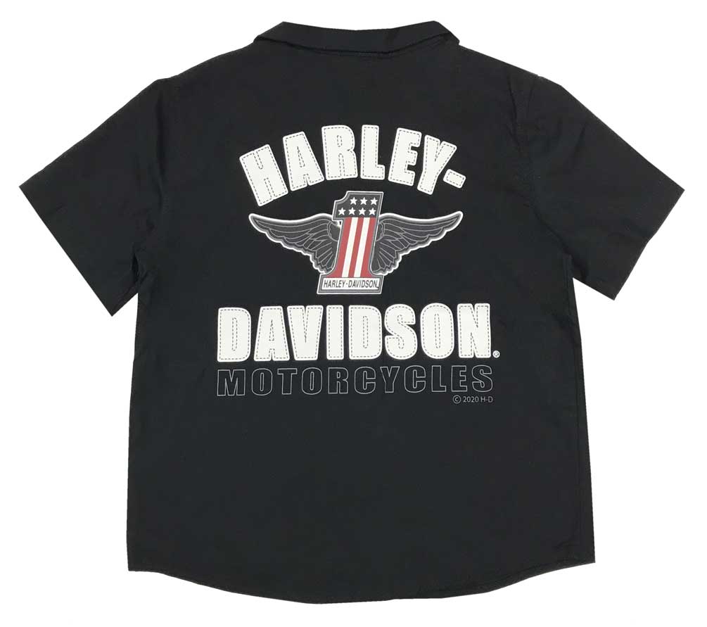 Harley-Davidson Free Shipping - Harley-Davidson Little Boys' #1 RWB Short Sleeve Button Shop Shirt - Black - Free Shipping on many products plus Orders Over $99