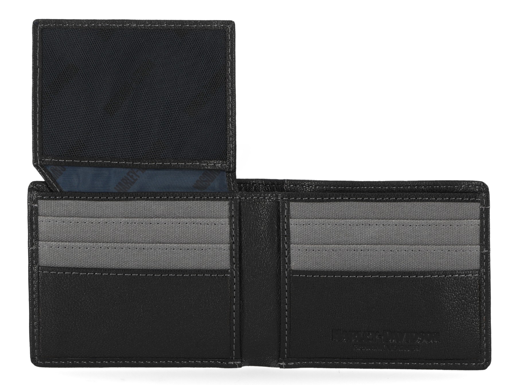 Harley-Davidson Men's Genuine Leather With Calvary Canvas Trim Billfold Wallet - No Hassle Returns at Wisconsin Harley