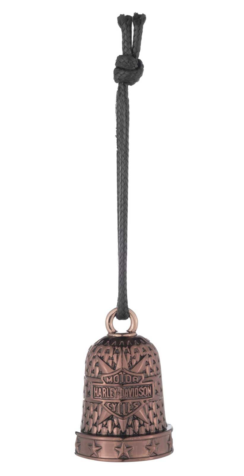 Harley-Davidson Star Bar & Shield Basket Texture Pattern Ride Bell, Bronze - No Hassle Returns at Wisconsin Harley