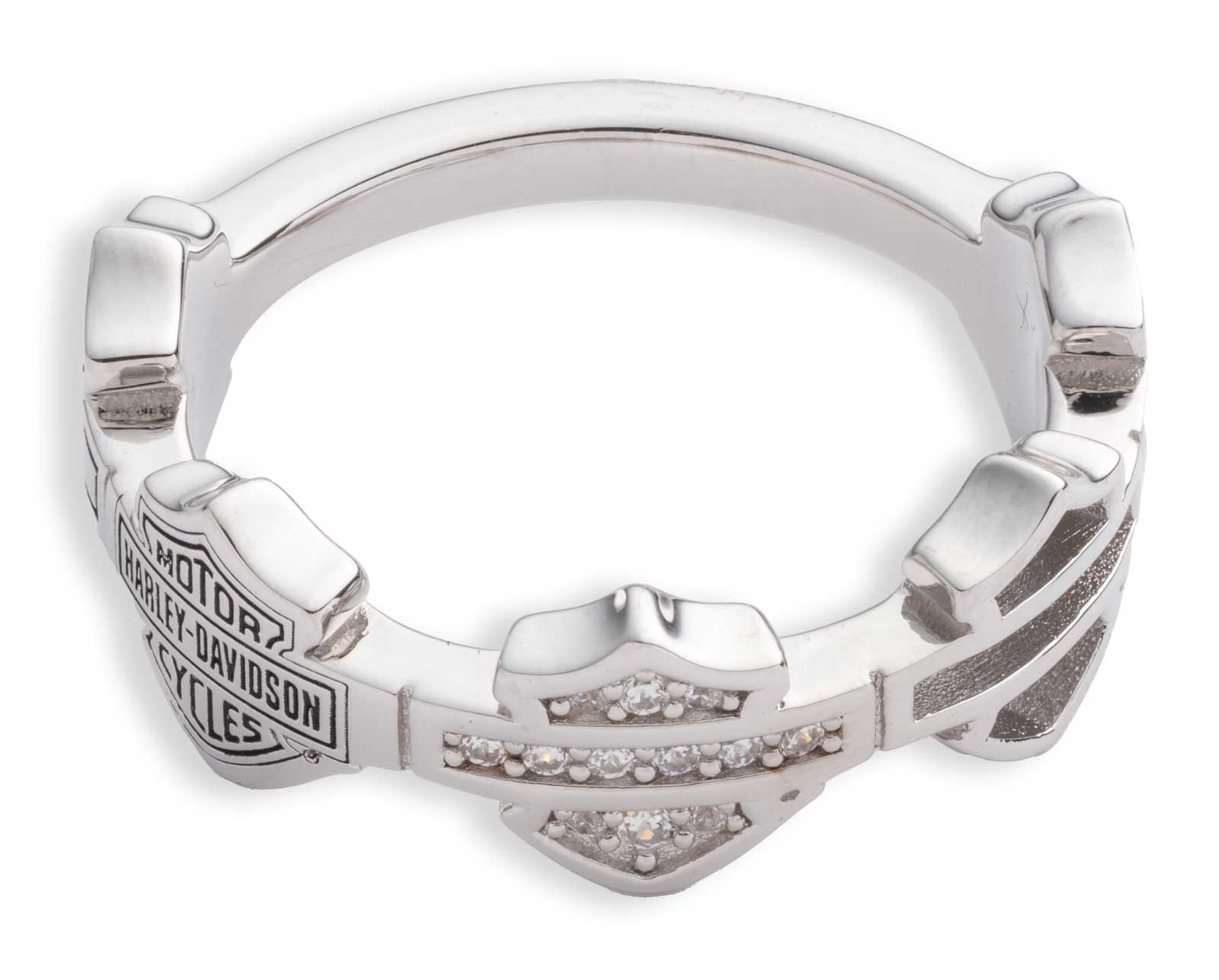 Harley-Davidson Free Shipping - Harley-Davidson Women's Crystal Multi Bar & Shield Logos Silver Plated Ring - Free Shipping on many products plus Orders Over $99