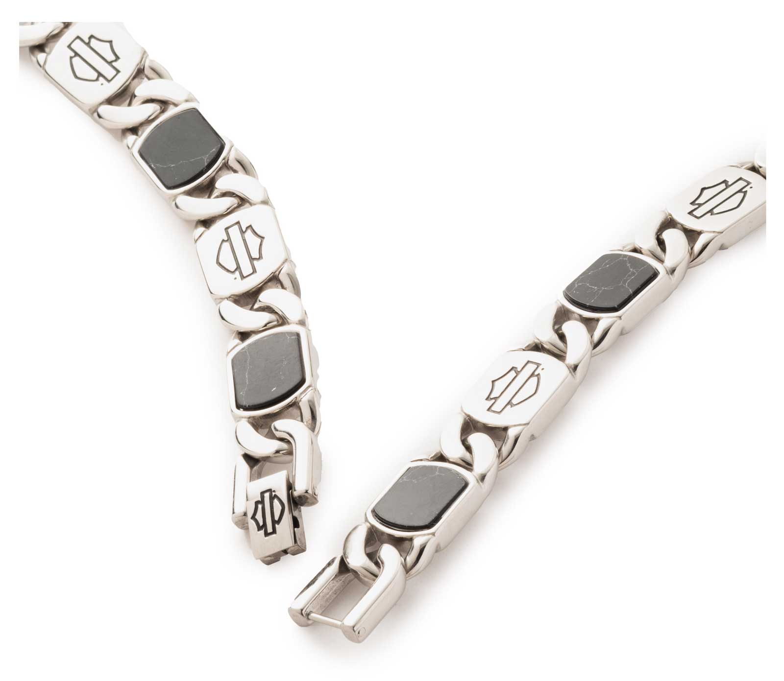 Harley-Davidson® Men's 24in Stone Bar & Shield Curb Link Stainless