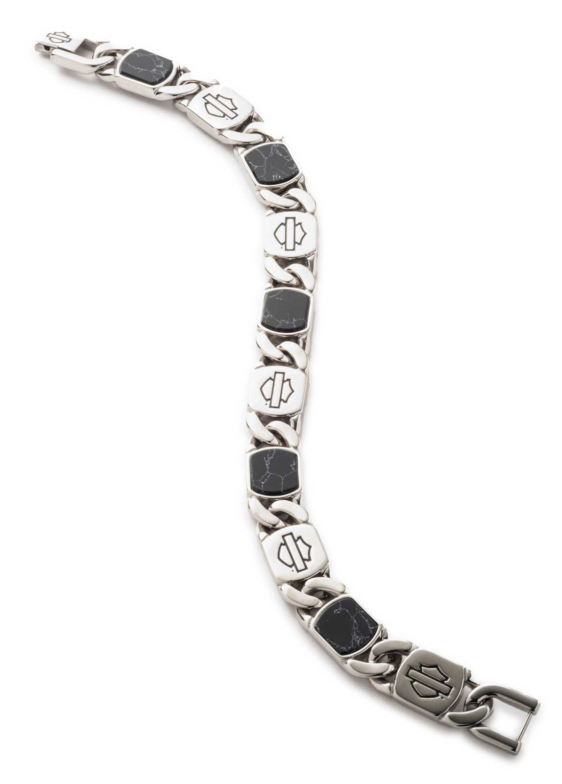 Harley-Davidson Free Shipping - Harley-Davidson Men's 9 inch Bar & Shield Howlite Stone Flat Curb Link Bracelet - Free Shipping on many products plus Orders Over $99