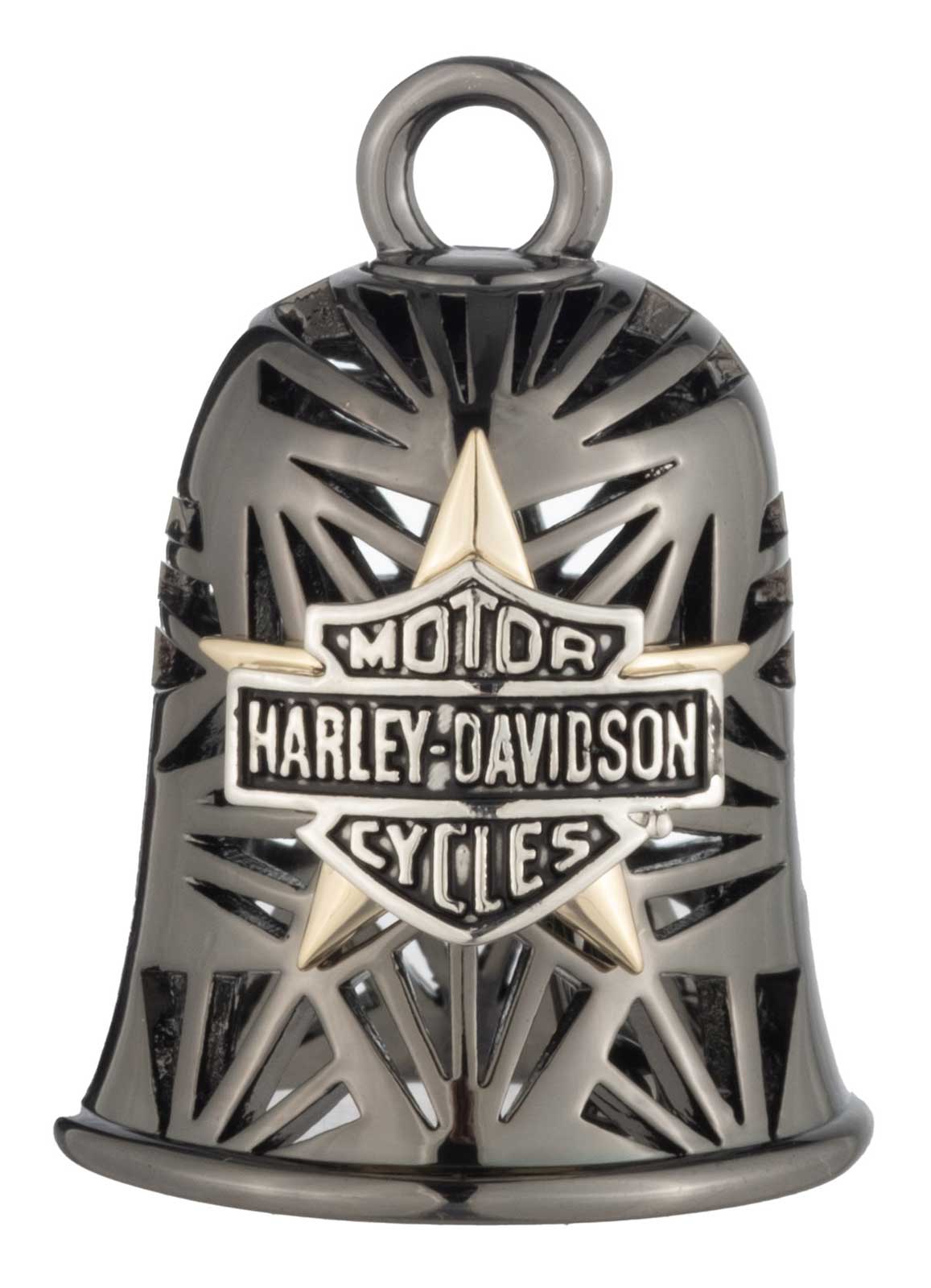 Harley-Davidson Tri-Tone Plated Star Cut-Out Bar & Shield Logo Ride Bell - Wisconsin Harley-Davidson