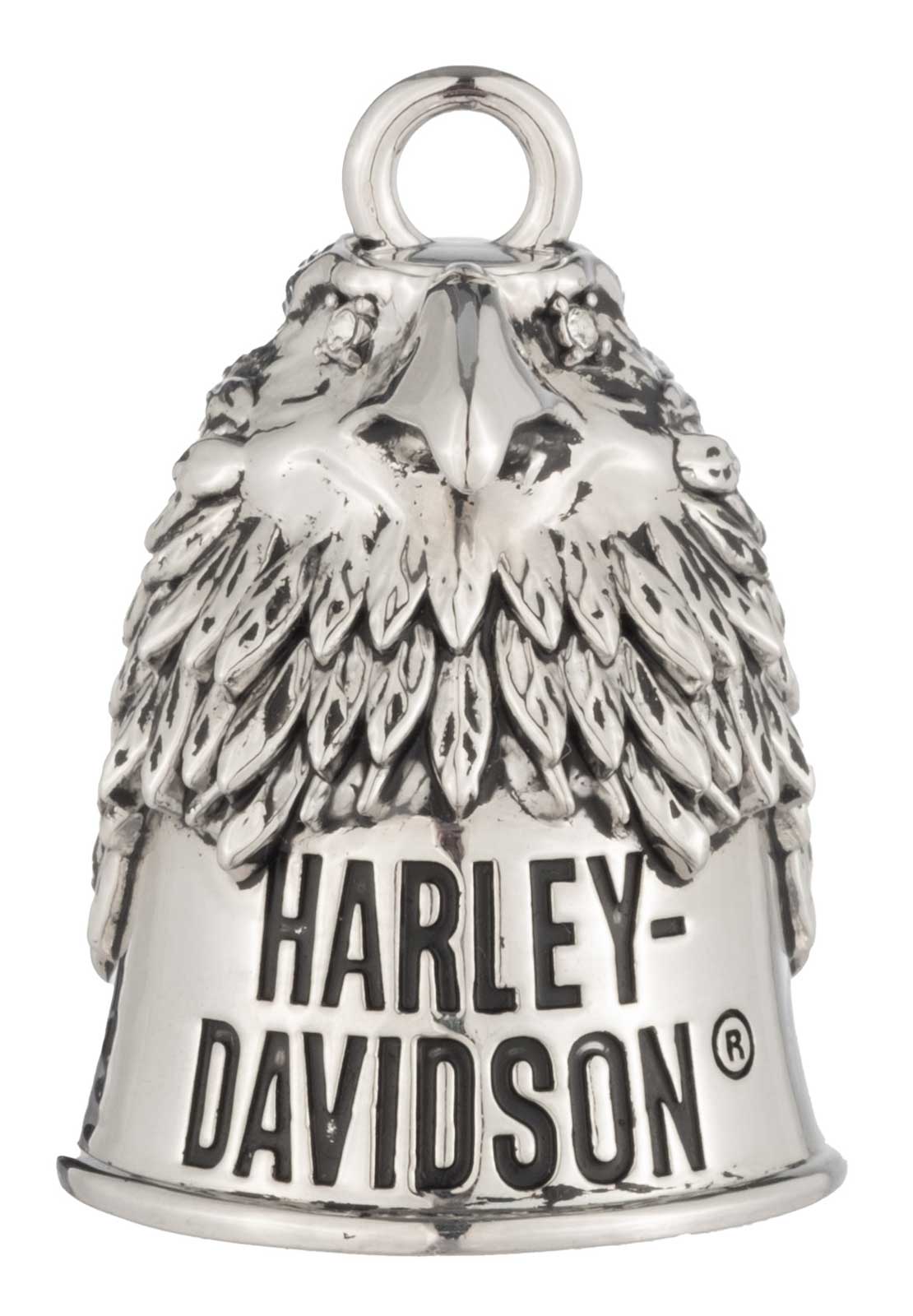 Harley-Davidson Sculpted Eagle Head H-D Script Ride Bell, Silver Finish - Wisconsin Harley-Davidson