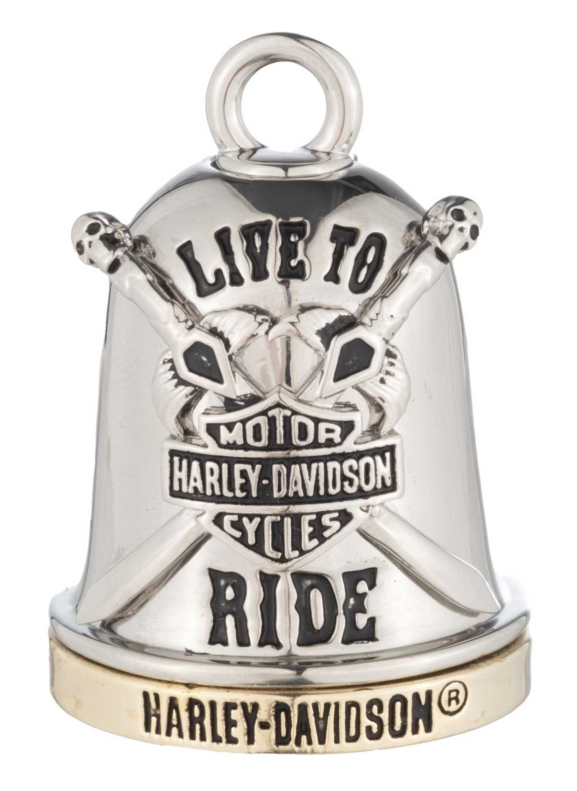 Harley-Davidson Live To Ride Sword Crest Bar & Shield Ride Bell, Silver/Gold - Wisconsin Harley-Davidson