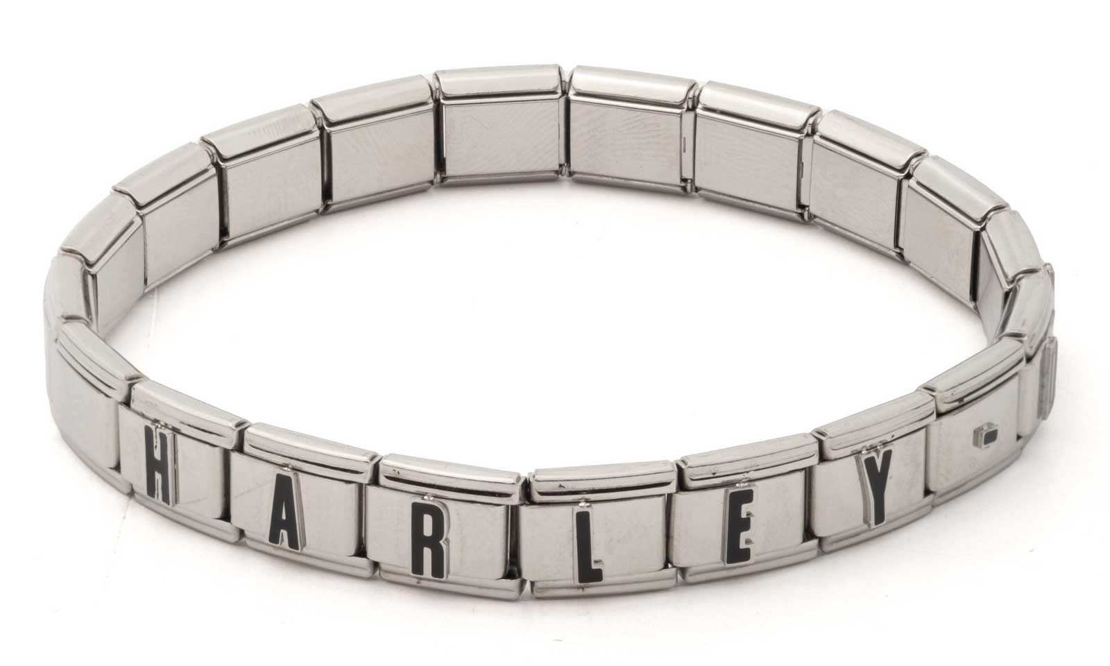 Harley-Davidson Women's H-D Script Square Charm Stretch Bracelet, Silver - Wisconsin Harley-Davidson