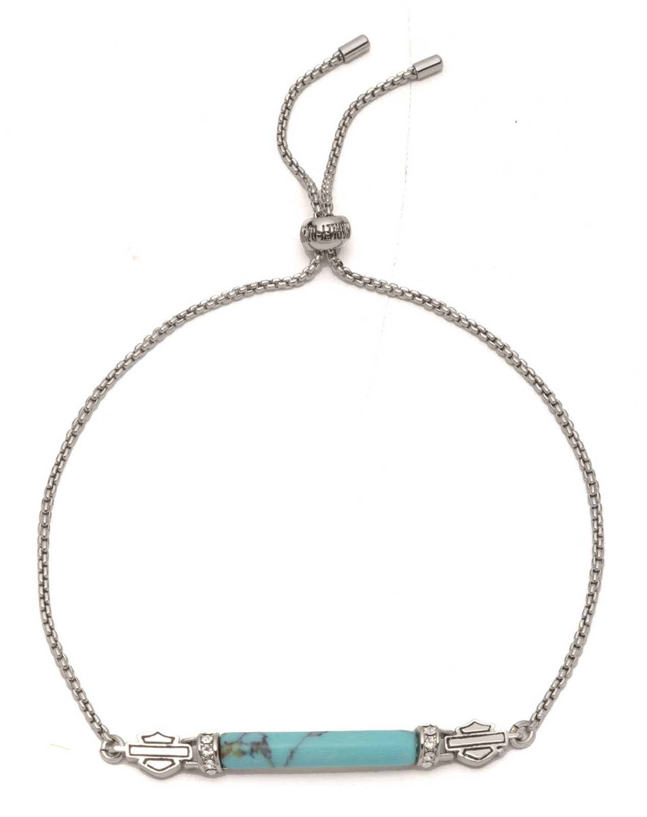 Harley-Davidson Women's Recon Turquoise Stone Adjustable Slider Bracelet, Silver - Wisconsin Harley-Davidson