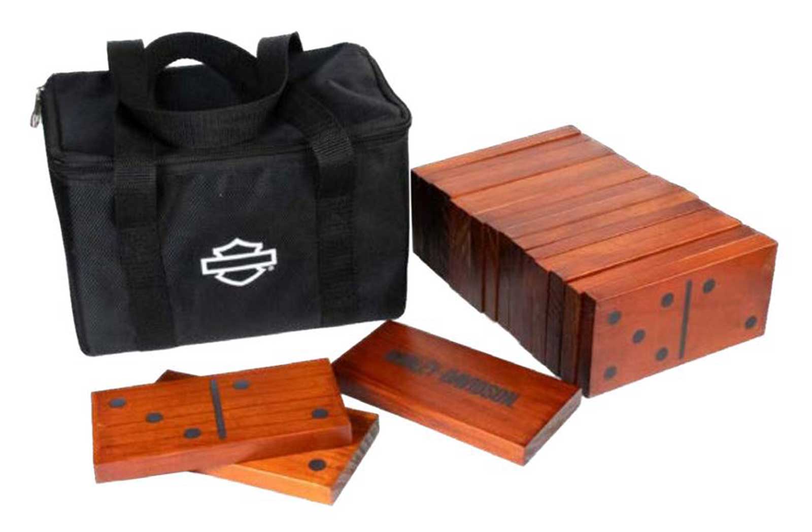 Harley-Davidson Outdoor Wood XL Dominoes, Durable & Water-Resistant Stained Pine - Wisconsin Harley-Davidson