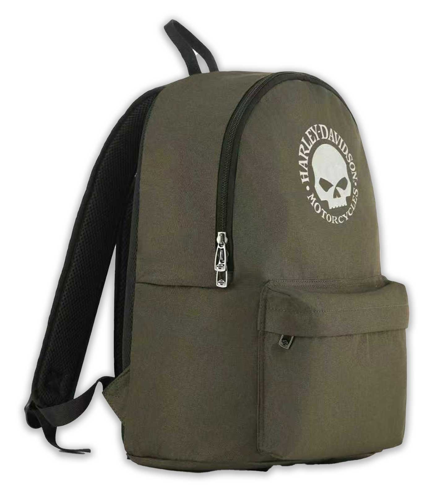 Harley-Davidson Free Shipping - Harley-Davidson Rugged Willie G Skull Graphic Durable Backpack, Army Green - Free Shipping on many products plus Orders Over $99