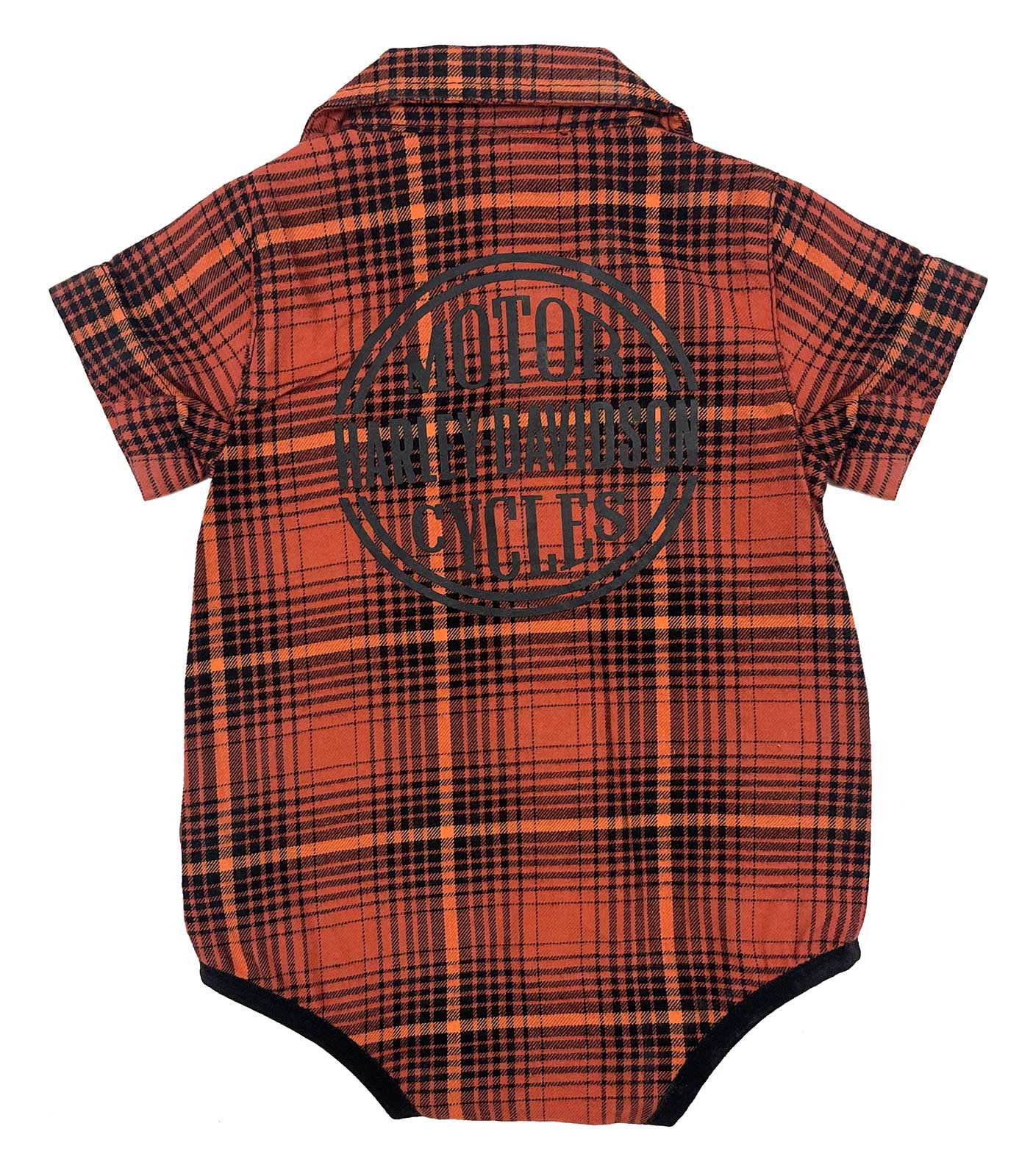 Harley-Davidson Free Shipping - Harley-Davidson Baby Boys' B&S Yarn Dyed Infant Plaid Creeper, Orange/Black - Free Shipping on many products plus Orders Over $99