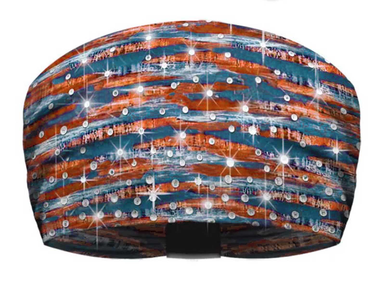 That's A Wrap Women's Serape Blinged Knotty Band Headwrap, Orange/Denim - Wisconsin Harley-Davidson