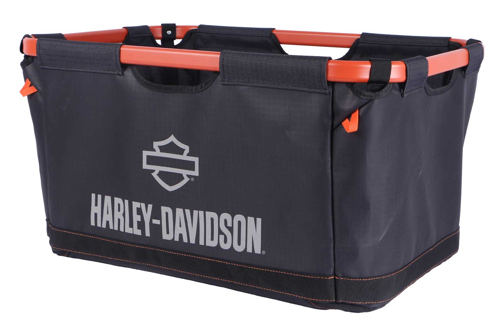 Harley-Davidson Nomad Bar & Shield Collapsible Large Gear Basket, Black/Orange - Wisconsin Harley-Davidson