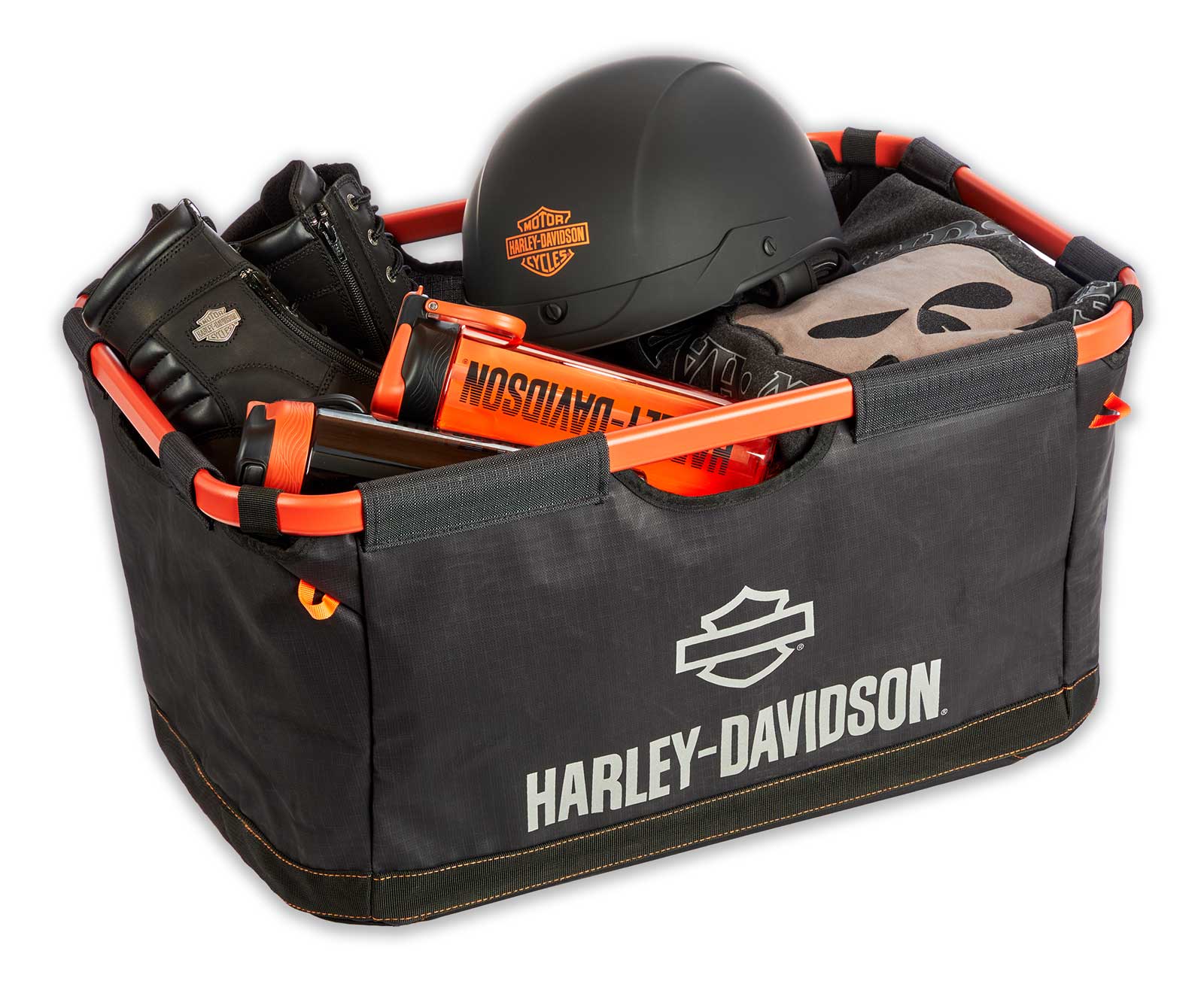 Harley-Davidson Free Shipping - Harley-Davidson Nomad Bar & Shield Collapsible Large Gear Basket, Black/Orange - Free Shipping on many products plus Orders Over $99