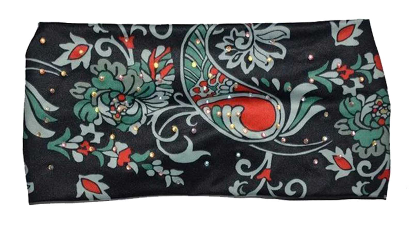 UNIK Ladies Rhinestone Floral Stylish Moisture-Wicking Headband, Black - Wisconsin Harley-Davidson