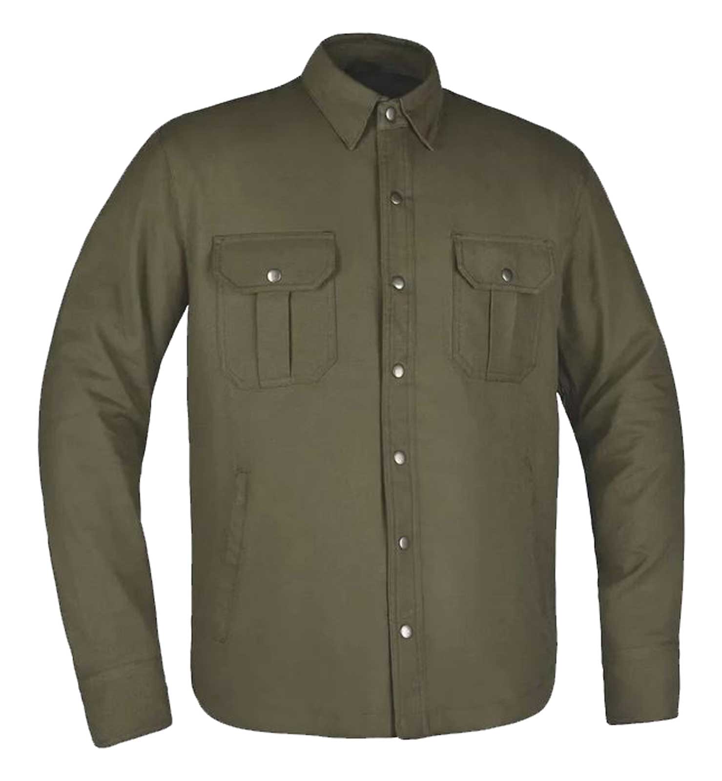 Derringer Men's Sargeant Front Zip & Snap Closure Armored Flannel Shirt, Green - Wisconsin Harley-Davidson