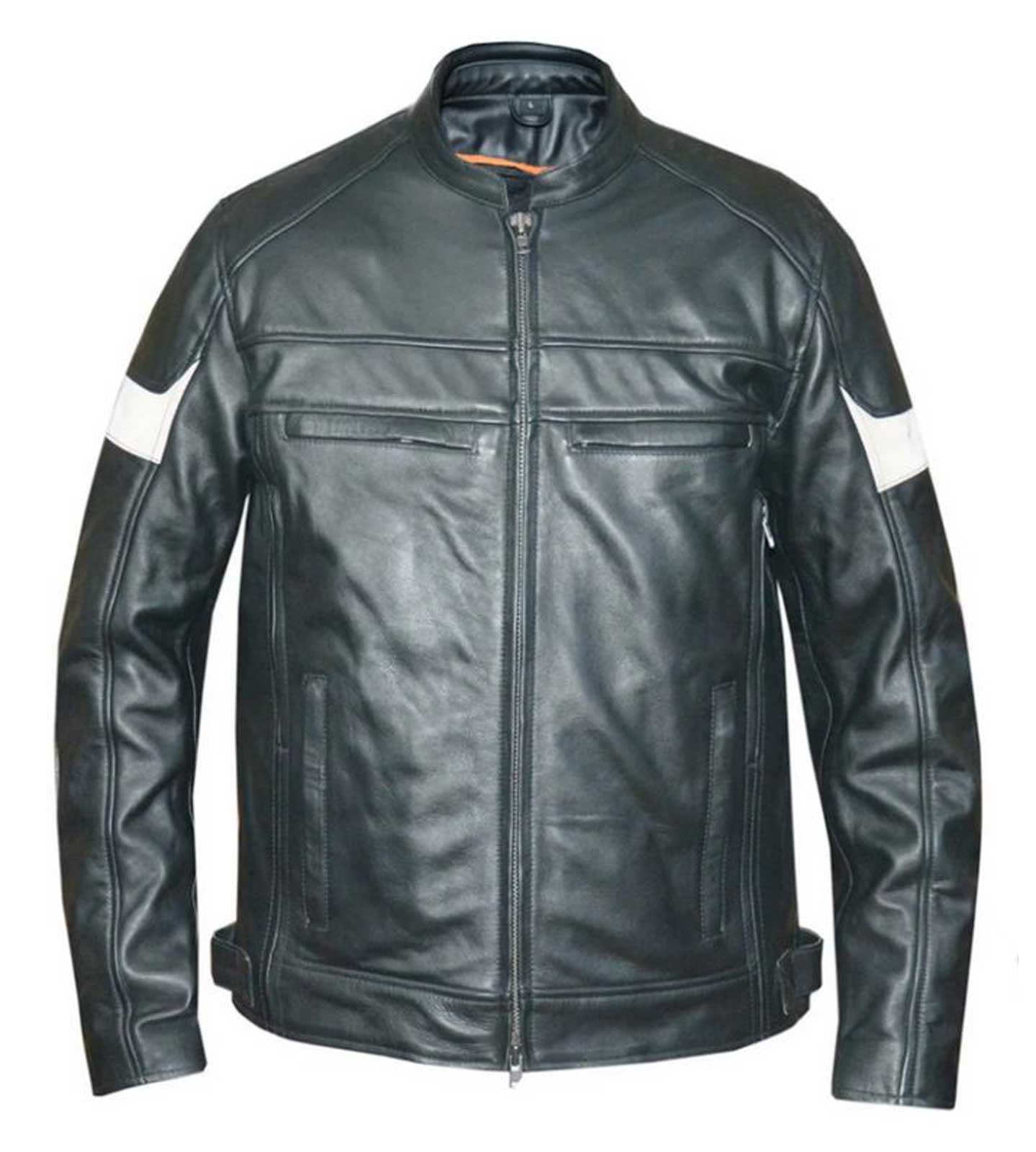 Derringer Men's Havoc Striped Premium Leather Motorcycle Jacket, Black - Wisconsin Harley-Davidson