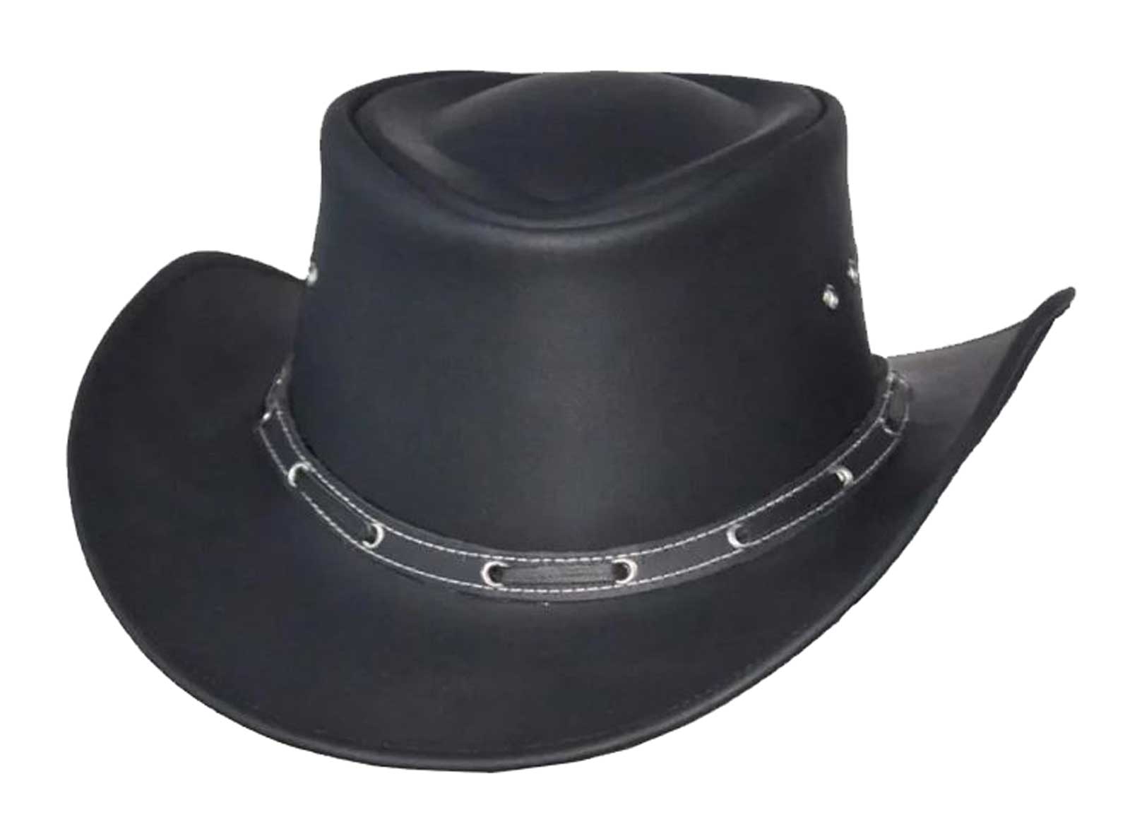 Derringer Men's Premium Wide Brim Western Timeless Leather Cowboy Hat, Black - Wisconsin Harley-Davidson